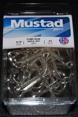 Mustad 3551-DT Duratin Treble Hooks Size 5/0 Jagged Tooth Tackle