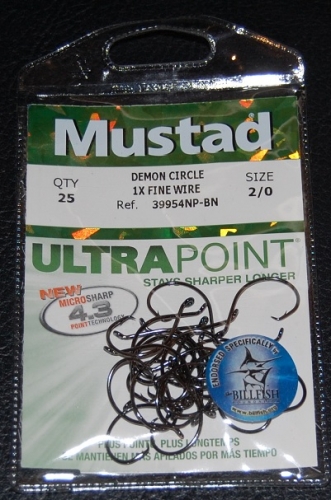 Mustad Ultra Point 4/0 Demon Circle 1X Fine Wire 39954NP-BN Qty 25 Hooks 