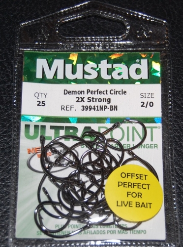 Mustad 39941NP-BN Demon Offset Circle Hooks Size 2/0 Jagged Tooth