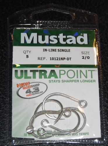 Mustad 10121NP-DT Kaiju Inline Single Hooks Size 2/0 Jagged Tooth Tackle