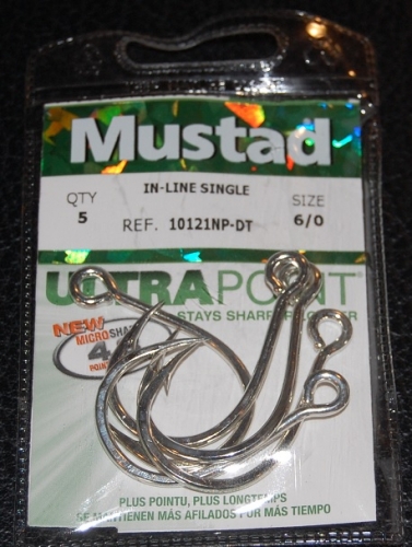 Mustad 10121NP-DT Kaiju Inline Single Hooks Size 6/0 Jagged Tooth