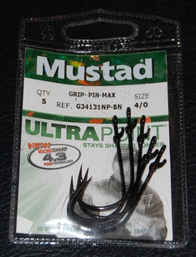 Mustad G34131NP-BN GRIP-PIN MAX Hooks Size 4/0 Jagged Tooth Tackle