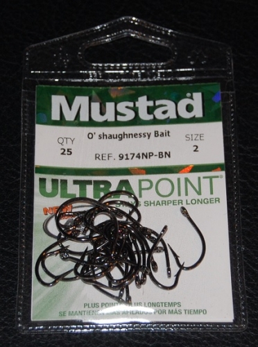 Mustad 9174NP-BN O'Shaughnessy Live Bait Hooks Size 2 Jagged Tooth Tackle