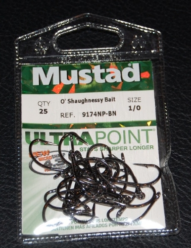 Mustad 9174NP-BN O'Shaughnessy Live Bait Hooks Size 1/0 Jagged Tooth Tackle