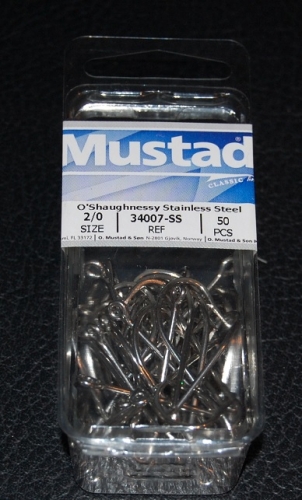 Mustad 34007-SS Stainless Steel O'Shaughnessy Hooks Size 2/0 Jagged Tooth  Tackle