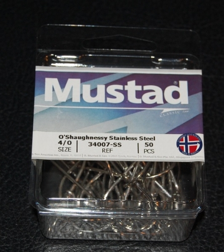 Mustad 34007-SS Stainless Steel O'Shaughnessy Hooks Size 4/0 Jagged Tooth  Tackle