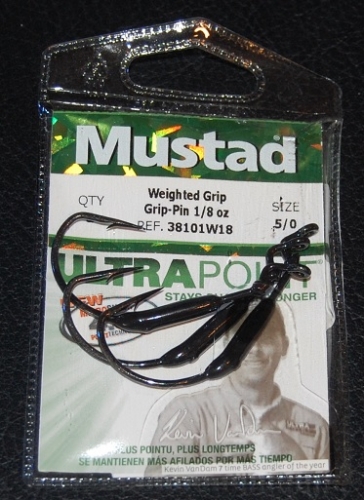 Mustad 38101W Weighted KVD Grip Pin Size 5/0 1/8 oz Jagged Tooth Tackle