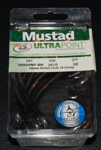 Mustad 39950NP-BN Demon Perfect Circle Hooks Size 16/0 Jagged Tooth Tackle
