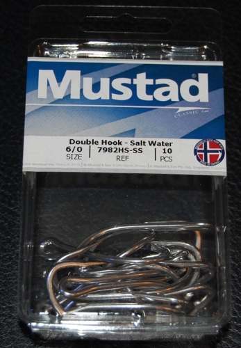 Mustad 7982HS-SS Stainless Steel Double Hooks Size 6/0 - Jagged Tooth Tackle