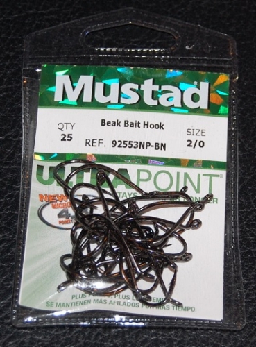 Mustad 92553NP-BN Octopus Beak Bait Hooks Size 2/0 Jagged Tooth Tackle