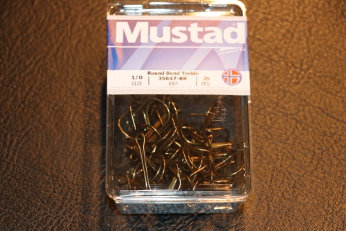 Mustad 35647-BR Bronze Treble Hooks Size 1/0 Jagged Tooth Tackle