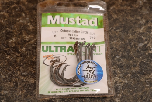 Mustad 39928NP-BN Octopus Inline Wide Gap Circle Hook Size 7/0 Jagged Tooth  Tackle